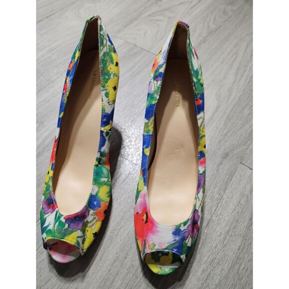 Liz Claiborne Women's Peep Toe Heels Multicolor Ivy Floral Pumps Shoes 10M - Picture 2 of 16